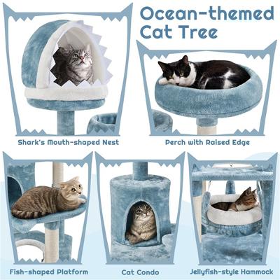 Show full view: Yaheetech Ocean-Themed Multi-Level Cat Tree, 61-in slide 5 of 9