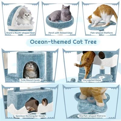 Show full view: Yaheetech Ocean-Themed Multi-Level Cat Tree, 72.5-in slide 4 of 8