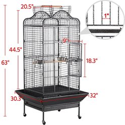 Yaheetech Open Playtop Bird Cage Cage, Hammered Black slide 2 of 7