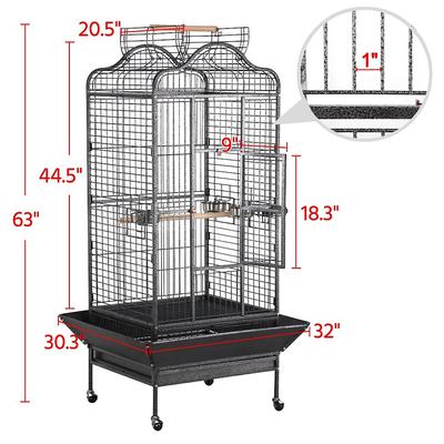 Show full view: Yaheetech Open Playtop Bird Cage Cage, Hammered Black slide 2 of 9