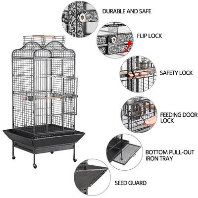 Show full view: Yaheetech Open Playtop Bird Cage Cage, Hammered Black slide 3 of 9