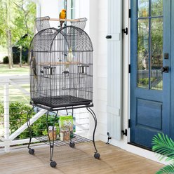 Yaheetech Open Top Rolling Metal Parrot Bird Cage, Black