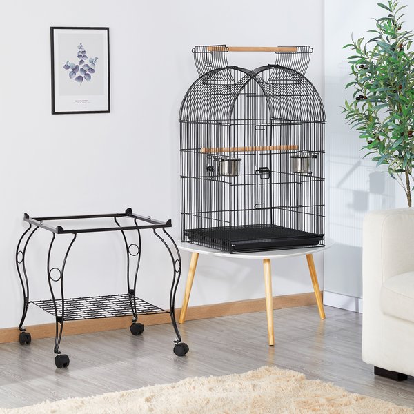Yaheetech Open Top Rolling Metal Parrot Bird Cage, Black