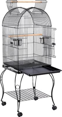 Show full view: Yaheetech Open Top Rolling Metal Parrot Bird Cage, Black slide 3 of 10