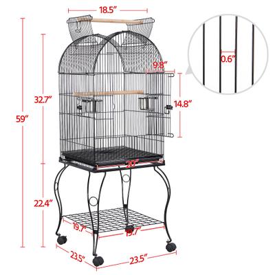 Show full view: Yaheetech Open Top Rolling Metal Parrot Bird Cage, Black slide 4 of 10