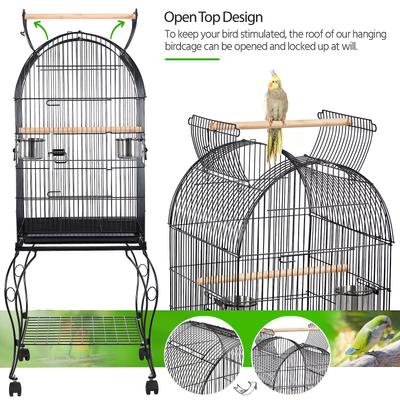 Show full view: Yaheetech Open Top Rolling Metal Parrot Bird Cage, Black slide 5 of 10