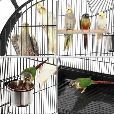 Show full view: Yaheetech Open Top Rolling Metal Parrot Bird Cage, Black slide 9 of 10