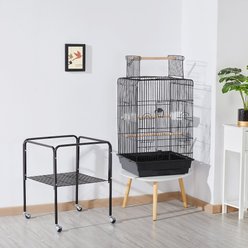 Yaheetech Play Top Detachable Rolling Stand Metal Bird Cage, Black slide 2 of 9