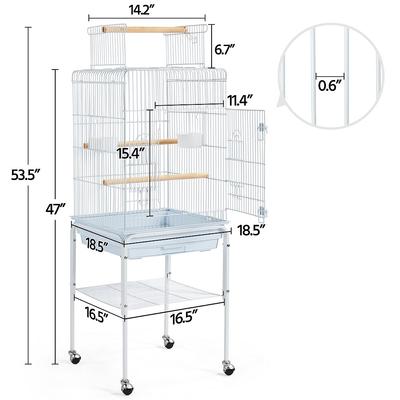 Show full view: Yaheetech Play Top Detachable Rolling Stand Metal Bird Cage, White slide 4 of 10