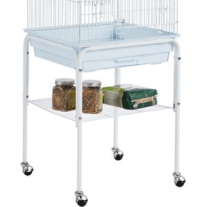 Yaheetech Play Top Detachable Rolling Stand Metal Bird Cage, White