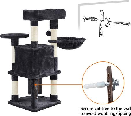 Show full view: Yaheetech Professional 42-in Cat Tree, Black slide 9 of 11