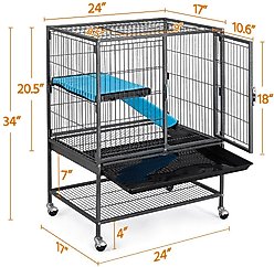 Yaheetech Removable Ramp & Platform Small Pet Cage, 1-Story, 34-in, Black slide 2 of 9