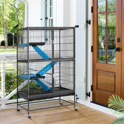 Show full view: Yaheetech Removable Ramp & Platform Small Pet Cage, 2-Story, 54-in, Black slide 1 of 10