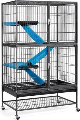 Show full view: Yaheetech Removable Ramp & Platform Small Pet Cage, 2-Story, 54-in, Black slide 2 of 10