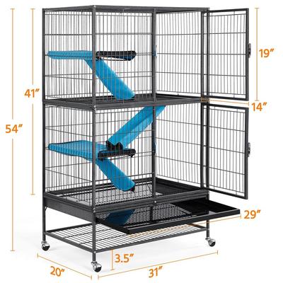 Show full view: Yaheetech Removable Ramp & Platform Small Pet Cage, 2-Story, 54-in, Black slide 3 of 10
