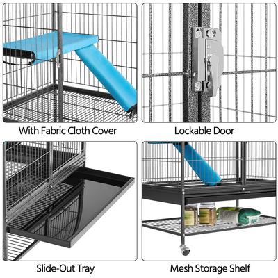Show full view: Yaheetech Removable Ramp & Platform Small Pet Cage, 2-Story, 54-in, Black slide 4 of 10