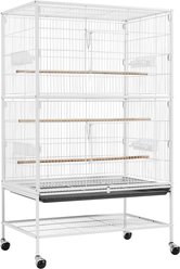Yaheetech Rolling Bird Cage, Hammered White, 52-in
