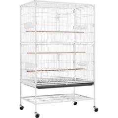 Yaheetech Rolling Bird Cage, Hammered White, 52-in