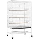 Yaheetech Rolling Bird Cage, Hammered White, 52-in