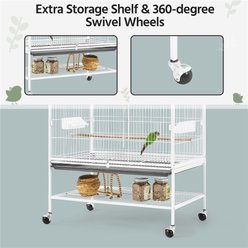 Yaheetech Rolling Bird Cage, Hammered White, 52-in slide 2 of 6