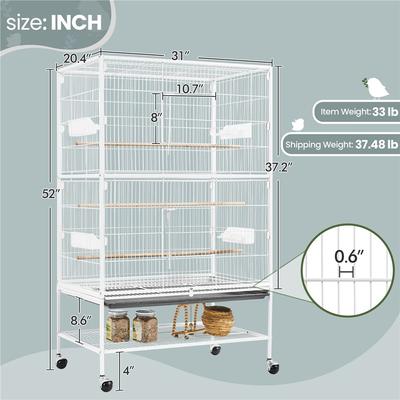 Show full view: Yaheetech Rolling Bird Cage, Hammered White, 52-in slide 2 of 7