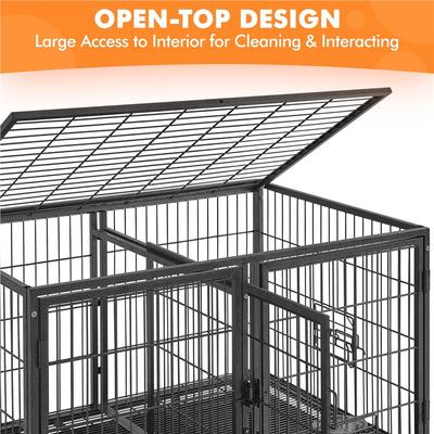 Show full view: Yaheetech Rolling Dog Crate, Black, 42.5 inch slide 4 of 7