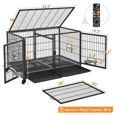 Show full view: Yaheetech Rolling Dog Crate, Black, 42.5 inch slide 3 of 7