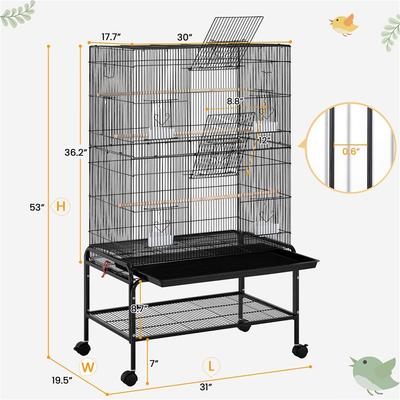 Show full view: Yaheetech Rolling Metal Bird Cage, Black, 53-in slide 2 of 7