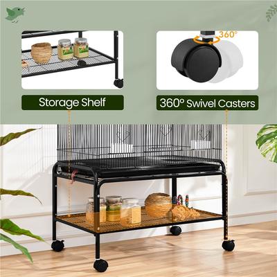 Show full view: Yaheetech Rolling Metal Bird Cage, Black, 53-in slide 5 of 7