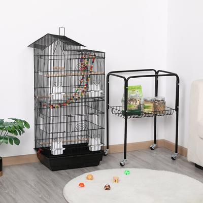 Show full view: Yaheetech Rolling Metal Detachable Stand Bird Cage, Black slide 2 of 10