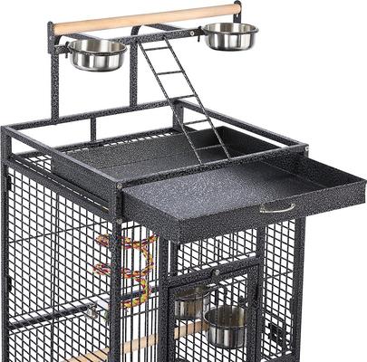 Show full view: Yaheetech Rolling Metal Parrot Cage with Playtop, Black slide 4 of 10