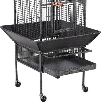 Show full view: Yaheetech Rolling Metal Parrot Cage with Playtop, Black slide 5 of 10