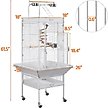 Show in main carousel: Yaheetech Rolling Metal Parrot Cage with Playtop, White slide 3 of 9