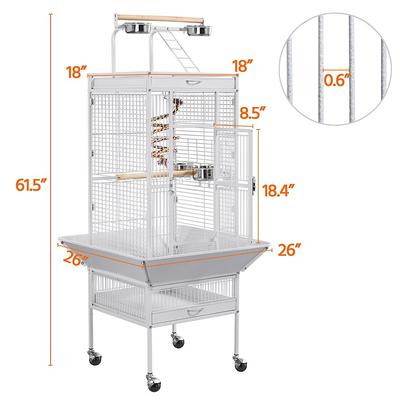 Show full view: Yaheetech Rolling Metal Parrot Cage with Playtop, White slide 3 of 9