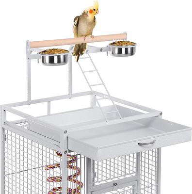 Show full view: Yaheetech Rolling Metal Parrot Cage with Playtop, White slide 5 of 9