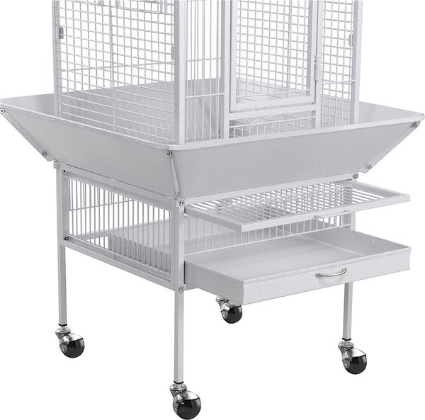 Show full view: Yaheetech Rolling Metal Parrot Cage with Playtop, White slide 7 of 9