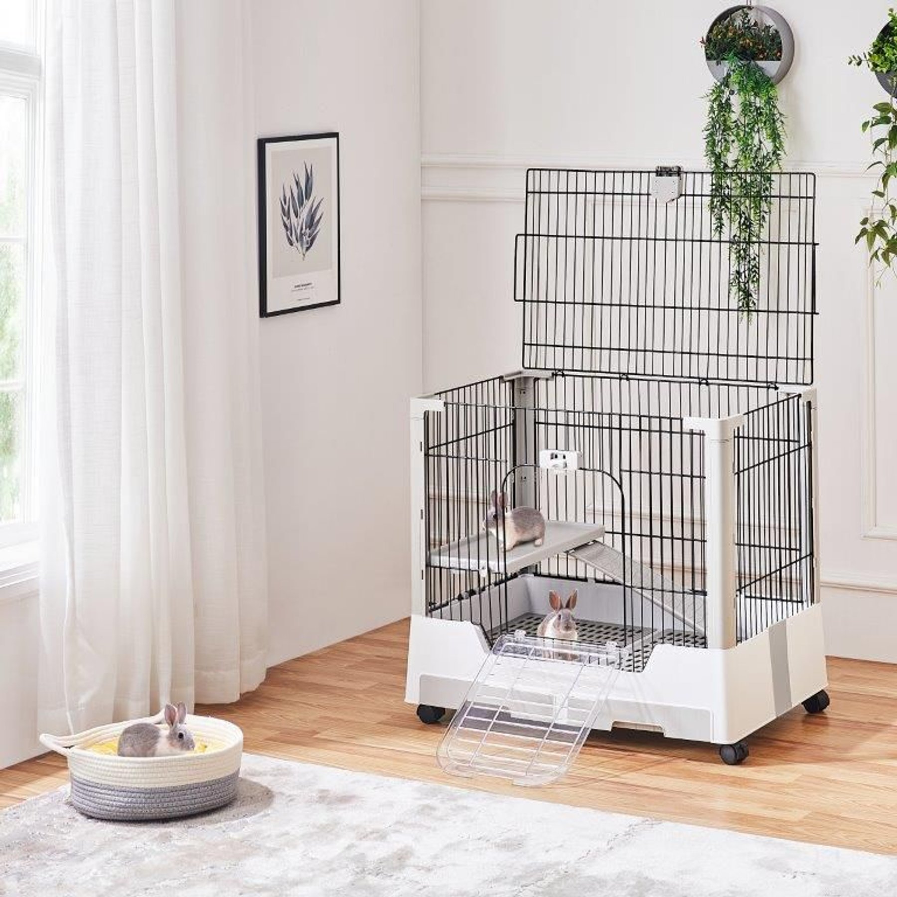 Yaheetech Rolling Cage on Wheel, Gray, 2-Level