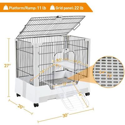 Show full view: Yaheetech Rolling Rabbit Cage on Wheel, Gray, 2-Level slide 3 of 6