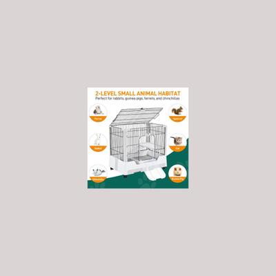 Show full view: Yaheetech Rolling Rabbit Cage on Wheel, Gray, 2-Level slide 5 of 6