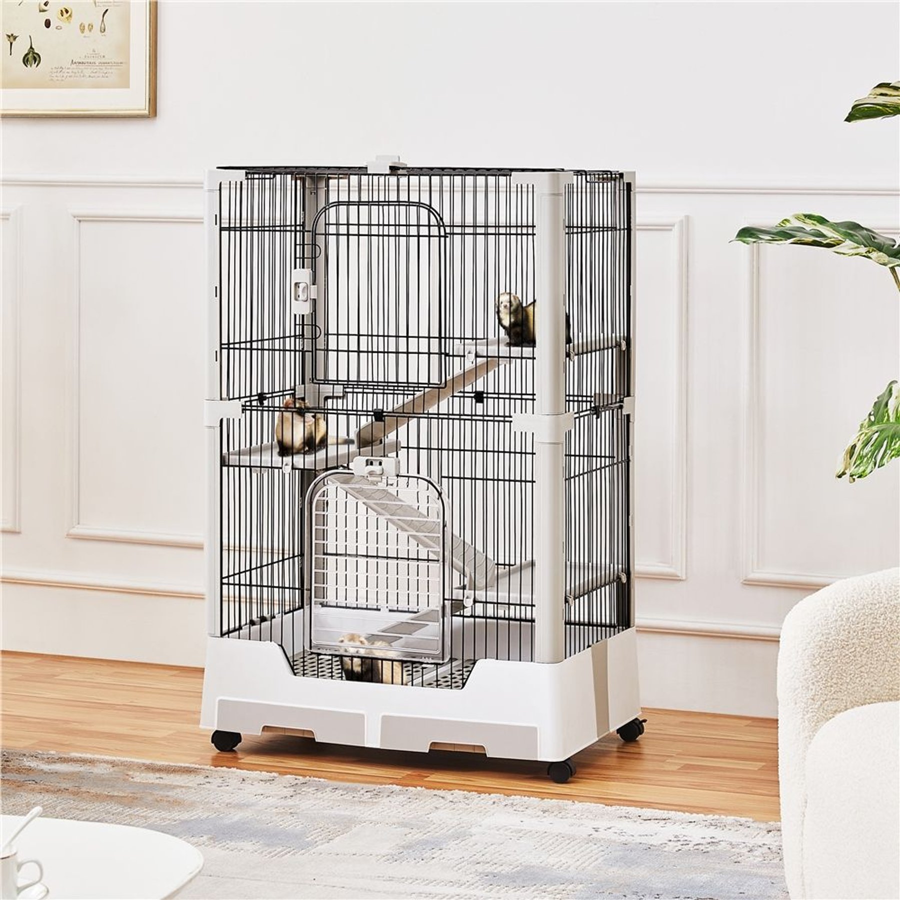 Yaheetech Rolling Cage on Wheel, Gray, 4-Level