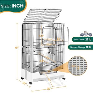 Yaheetech Rolling Rabbit Cage on Wheel, Gray, 4-Level