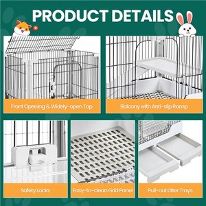 Yaheetech Rolling Rabbit Cage on Wheel, Gray, 4-Level