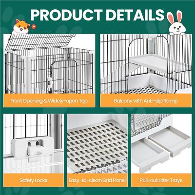 Show full view: Yaheetech Rolling Rabbit Cage on Wheel, Gray, 4-Level slide 4 of 8