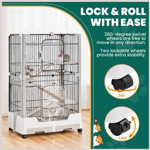 Yaheetech Rolling Rabbit Cage on Wheel, Gray, 4-Level