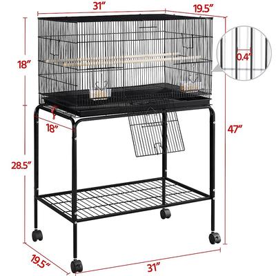 Show full view: Yaheetech Rolling Stand Extra Space Wood Perches Bird Cage, Black slide 3 of 10
