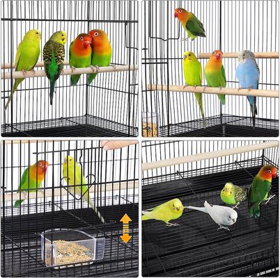 Show full view: Yaheetech Rolling Stand Extra Space Wood Perches Bird Cage, Black slide 7 of 10