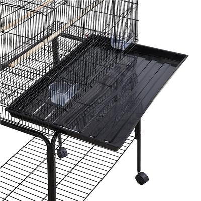 Show full view: Yaheetech Rolling Stand Extra Space Wood Perches Bird Cage, Black slide 9 of 10