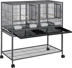 Yaheetech Stackable Wide Divided Breeder Bird Cage, Black slide 2 of 9