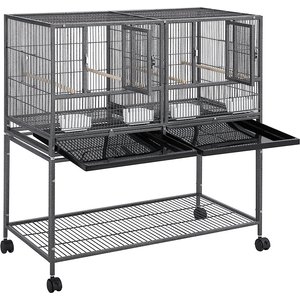 Yaheetech Stackable Wide Divided Breeder Bird Cage, Black