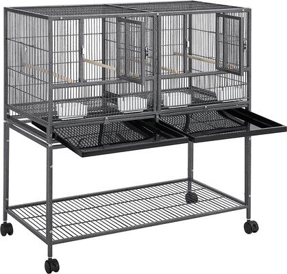 Show full view: Yaheetech Stackable Wide Divided Breeder Bird Cage, Black slide 2 of 11